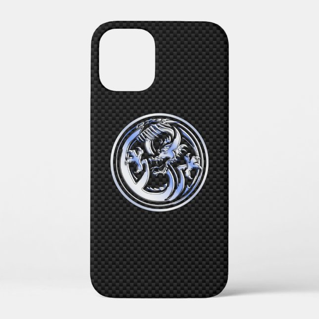 Dragon Wappen Carbon Fibre Print im Chrome-Stil Case-Mate iPhone Hülle (Rückseite)