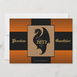 Dragon Wappen Orange Senior Abschluss Einladung