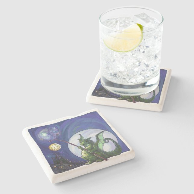 Dragon Watch Art Steinuntersetzer (Seitenansicht)