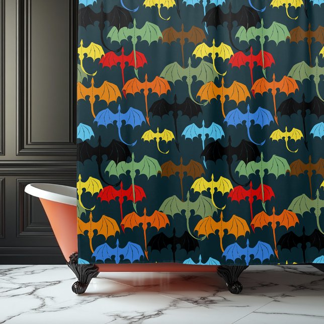 Dragon Wing Blue Flight Fantasy Duschvorhang (Von Creator hochgeladen)