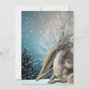 Dragon Winter Scene Snow Holiday Feiertagskarte