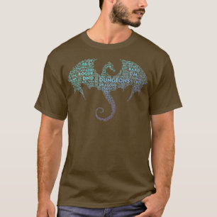 Dragon Word Art Dungeon Crawler RPG DM Gaming T-Shirt