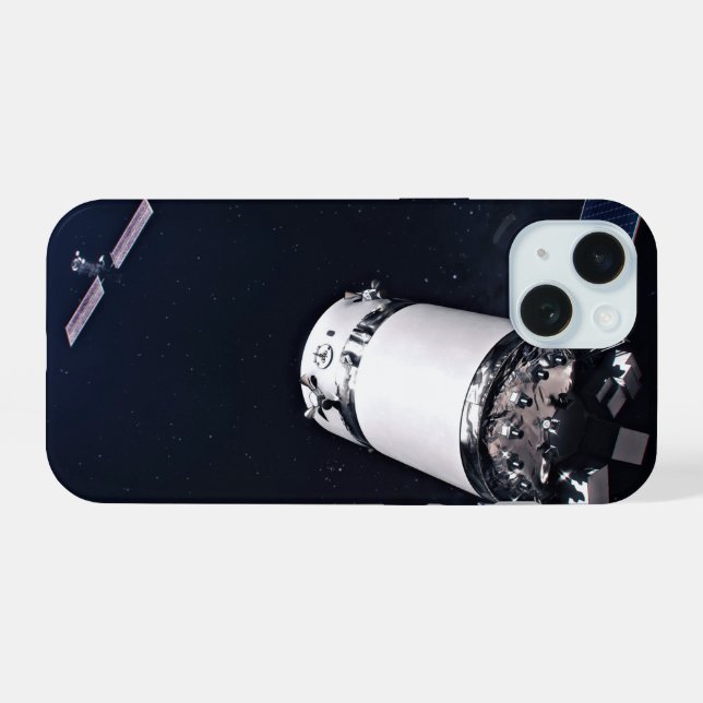 Dragon Xl Spacecraft nähert sich einem Lunar Gatew iPhone 15 Hülle (Rückseite (Horizontal))