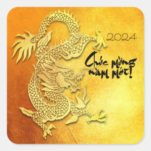 Dragon Year custom Y Gruß Vietnamese Gold SqS Quadratischer Aufkleber