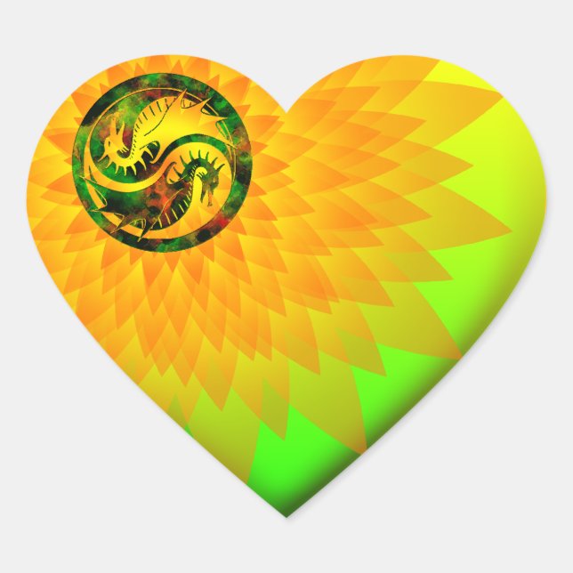 Dragon Yin Yang Herz-Aufkleber (Vorderseite)