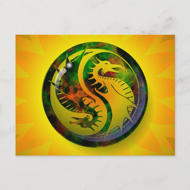 Dragon Yin Yang Postkarte (Vorderseite)