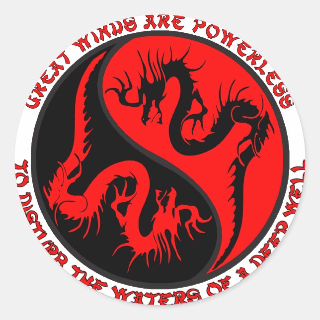 Dragon Yin Yang Runder Aufkleber (Vorderseite)