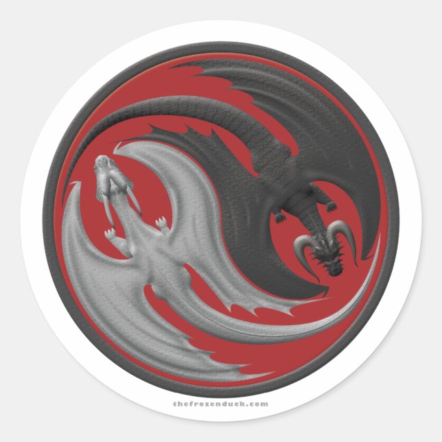 Dragon Yin-Yang Runder Aufkleber (Vorderseite)