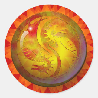 Dragon Yin Yang Runder Aufkleber