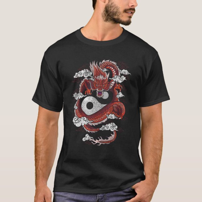 Dragon Yin Yang Symbol T-Shirt (Vorderseite)