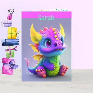 Dragon Young Child Birthday hinzufügen Name und Un Karte
