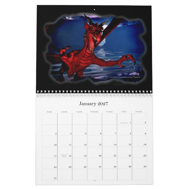 DragonCat Designs 2009 3D Dragons Kalender (Jan 2027)