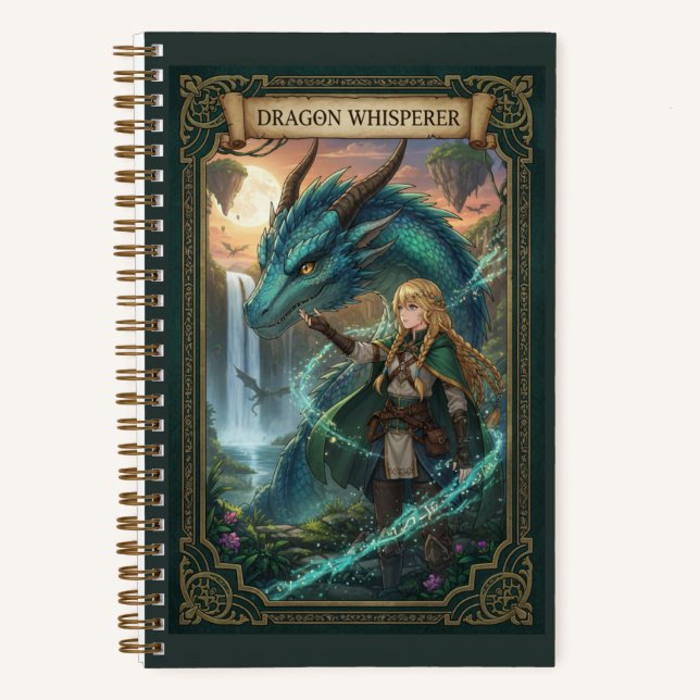 Dragonenflüsterer Anime-Mädchen & blauer Drache Fa Notizbuch (Vorderseite)