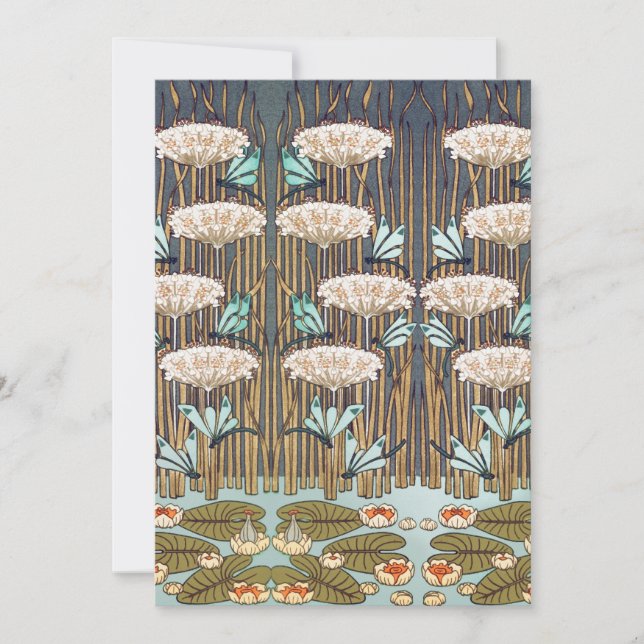 Dragonfis Water Lilies Marsh Art Nouveau (Vorderseite)