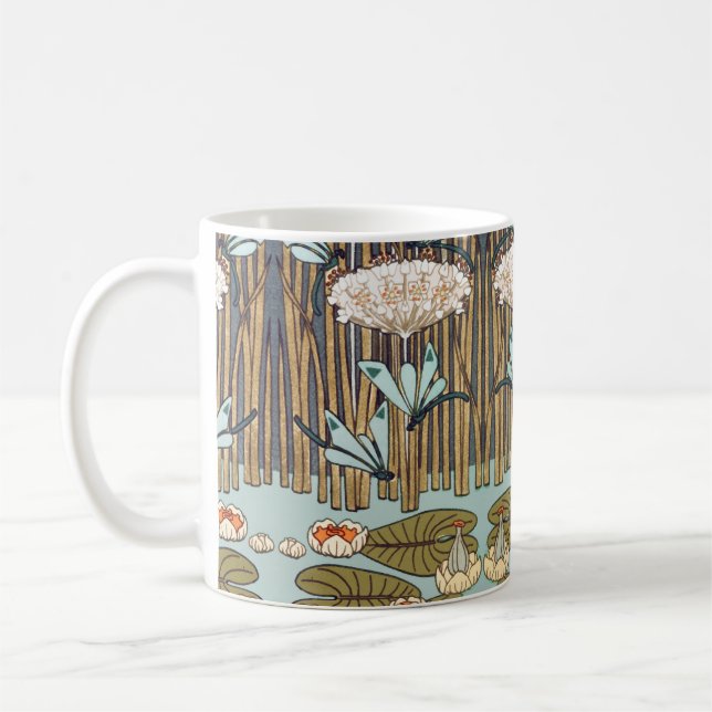 Dragonfis Water Lilies Marsh Art Nouveau Kaffeetasse (Links)