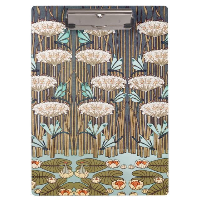 Dragonfis Water Lilies Marsh Art Nouveau Klemmbrett (Vorderseite)
