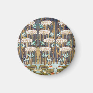 Dragonfis Water Lilies Marsh Art Nouveau Magnet