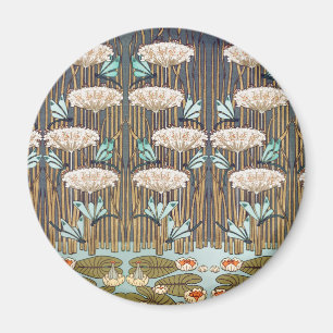 Dragonfis Water Lilies Marsh Art Nouveau Magnet