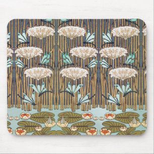 Dragonfis Water Lilies Marsh Art Nouveau Mousepad