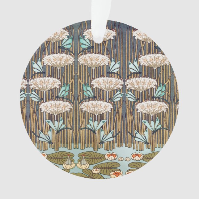 Dragonfis Water Lilies Marsh Art Nouveau Ornament (Vorderseite)