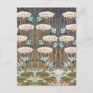 Dragonfis Water Lilies Marsh Art Nouveau Postkarte