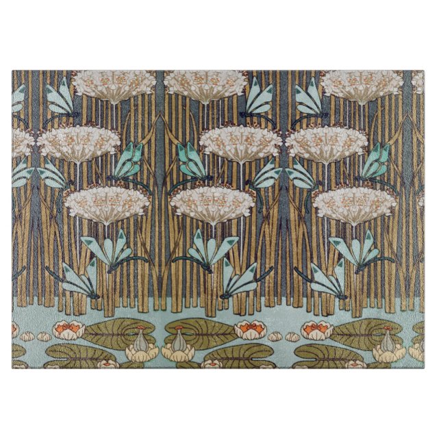 Dragonfis Water Lilies Marsh Art Nouveau Schneidebrett (Vorderseite)