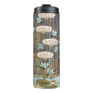 Dragonfis Water Lilies Marsh Art Nouveau Thermosbecher