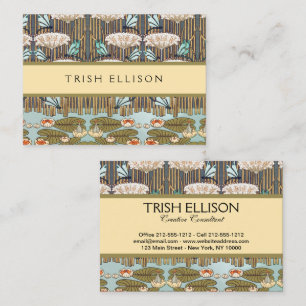 Dragonfis Water Lilies Marsh Art Nouveau Visitenkarte