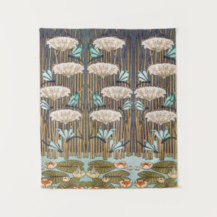 Dragonfis Water Lilies Marsh Art Nouveau Wandteppich