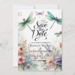Dragonflies and Pastel Florals Save the Date