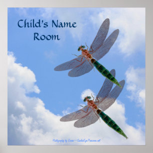 Dragonflies Blue Sky Nature Kids Room Wall Poster