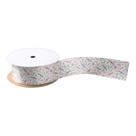 Dragonflies & Butterflies Satin Ribbon in White Satinband