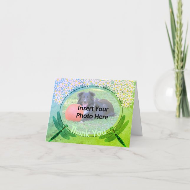 Dragonflies Daisies danke dir Fotokarte (Vorderseite)