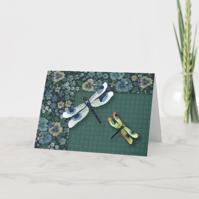 Dragonflies Geburtstagskarte (Großdruck) Karte (Vorderseite)