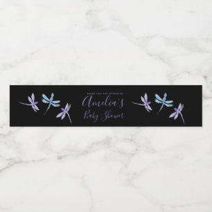 Dragonflies Handgemalte Babydusche Wasserflaschenetikett