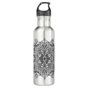 Dragonflies Mandala Black Tribal Edelstahlflasche