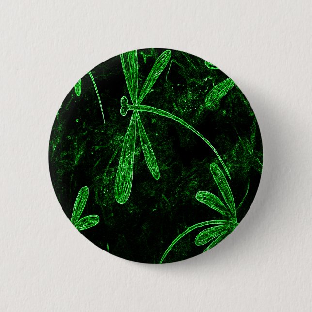 Dragonflies Neon Green Button (Vorderseite)