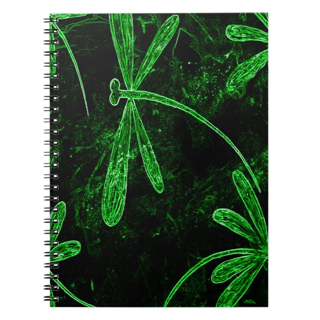 Dragonflies Neon Green Notizblock (Vorderseite)