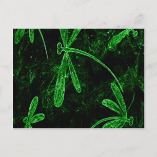 Dragonflies Neon Green Postkarte