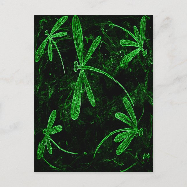 Dragonflies Neon Green Postkarte (Vorderseite)