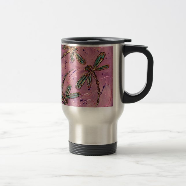 Dragonflies Pink Fizz Reisebecher (Rechts)