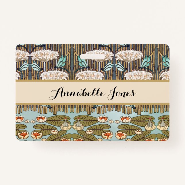 Dragonflies Water Lilies Marsh Art Nouveau Ausweis (Vorderseite)