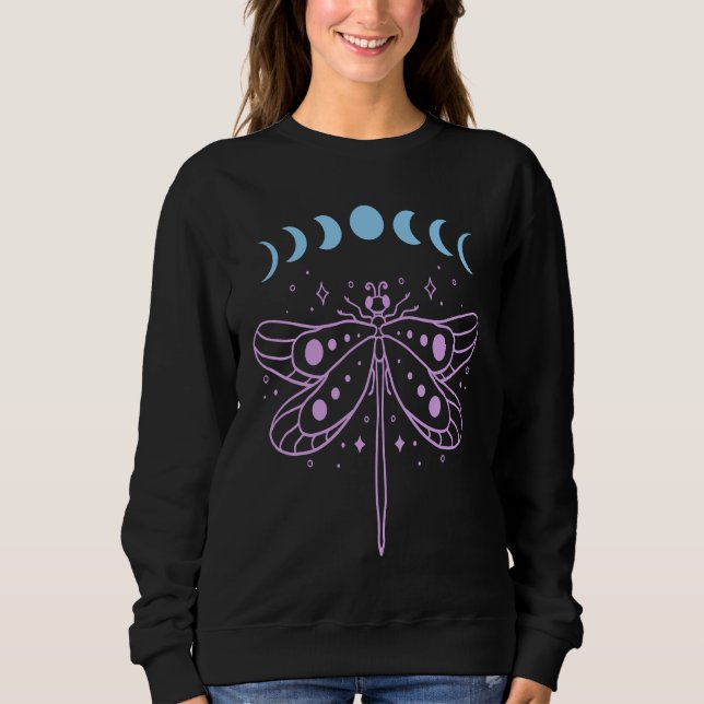 Dragonfly and Moon Phase New Age Witchy Tarot Wome Sweatshirt (Vorderseite)
