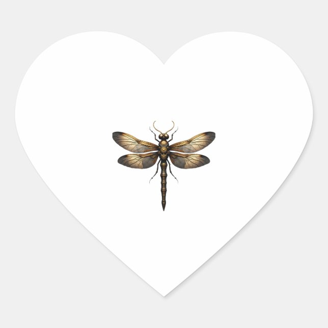 Dragonfly Animal Art Graphic Dragonfly (4) Herz-Aufkleber (Vorderseite)