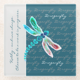 Dragonfly (Aquamarin) - Personalisierter Untersetz Glasuntersetzer