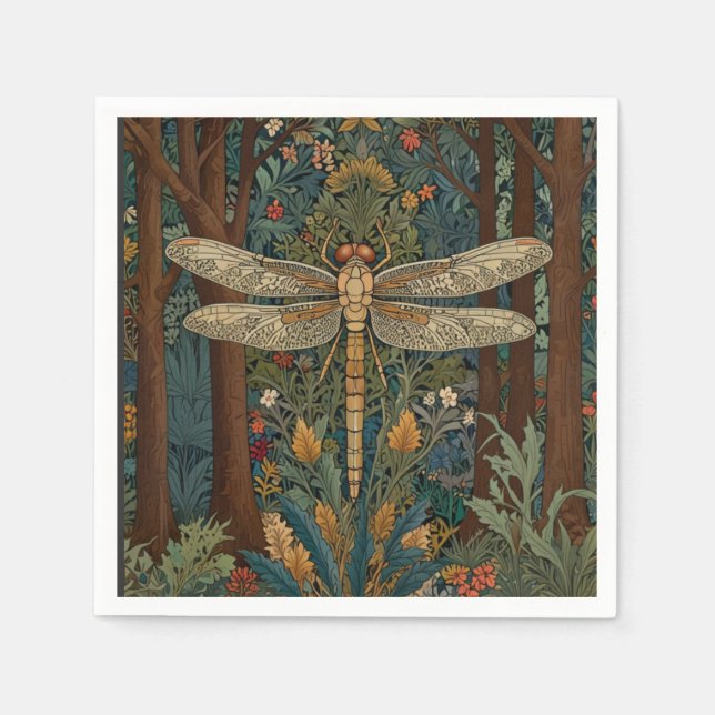 Dragonfly Art Malerei botanischer boho chic Wald Serviette (Vorderseite)