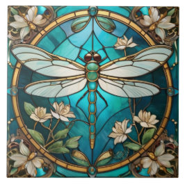 Dragonfly Art Nouveau Deko Aqua Fliese
