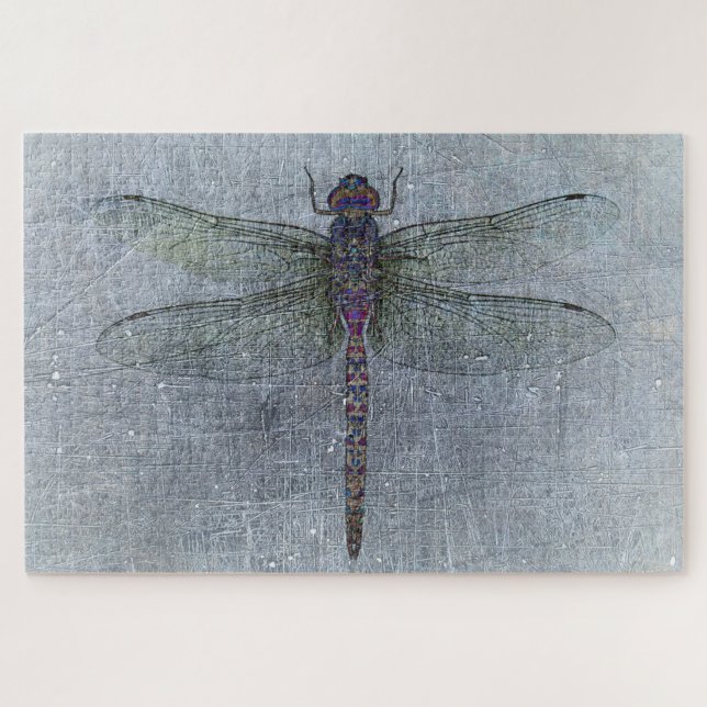 Dragonfly auf blauem Hintergrund Puzzle (Horizontal)