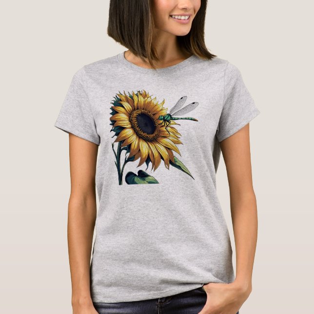 DRAGONFLY AUF SUNfLOWER T-Shirt (Vorderseite)