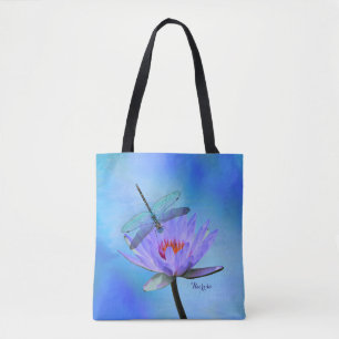 Dragonfly auf Wasser Lily All-Over Print Tasche